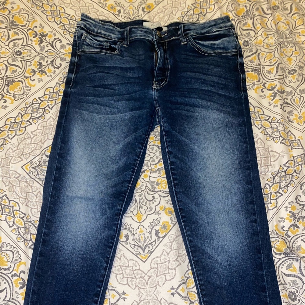 Kancan Jeans with distressed cuffs.